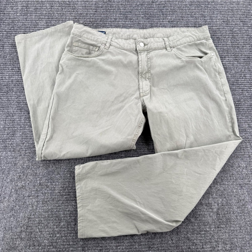 Peter Millar Crown Crafted Mens 36x24 Gray Green Tencel Cotton Blend Pants
